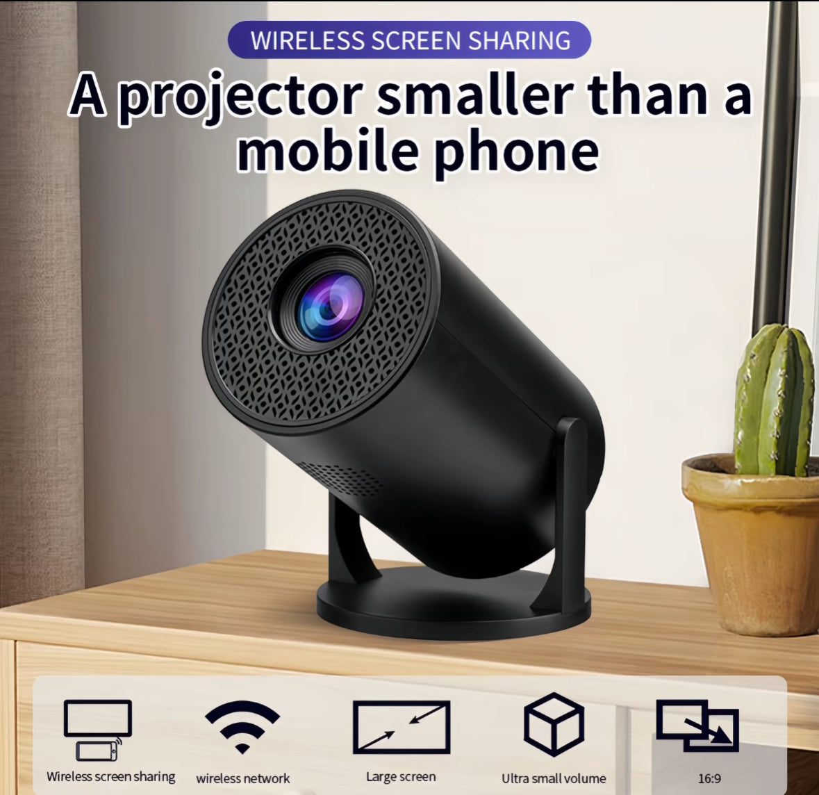 Magic cube, pro projecteur, portable, intelligent 4K, avec 180° rotation wi-fi 6 et BS 5.0