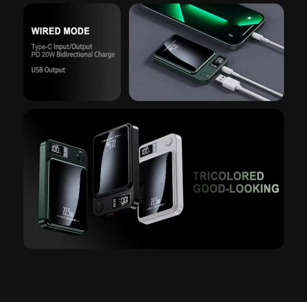 Batterie externe à charge rapide sans fil de 10000mah